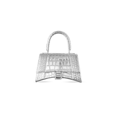 BALENCIAGA WOMEN'S HOURGLASS HANDBAG SMALL IN SILVER 5935461LRGN1000 (22.9*15*9.9cm)